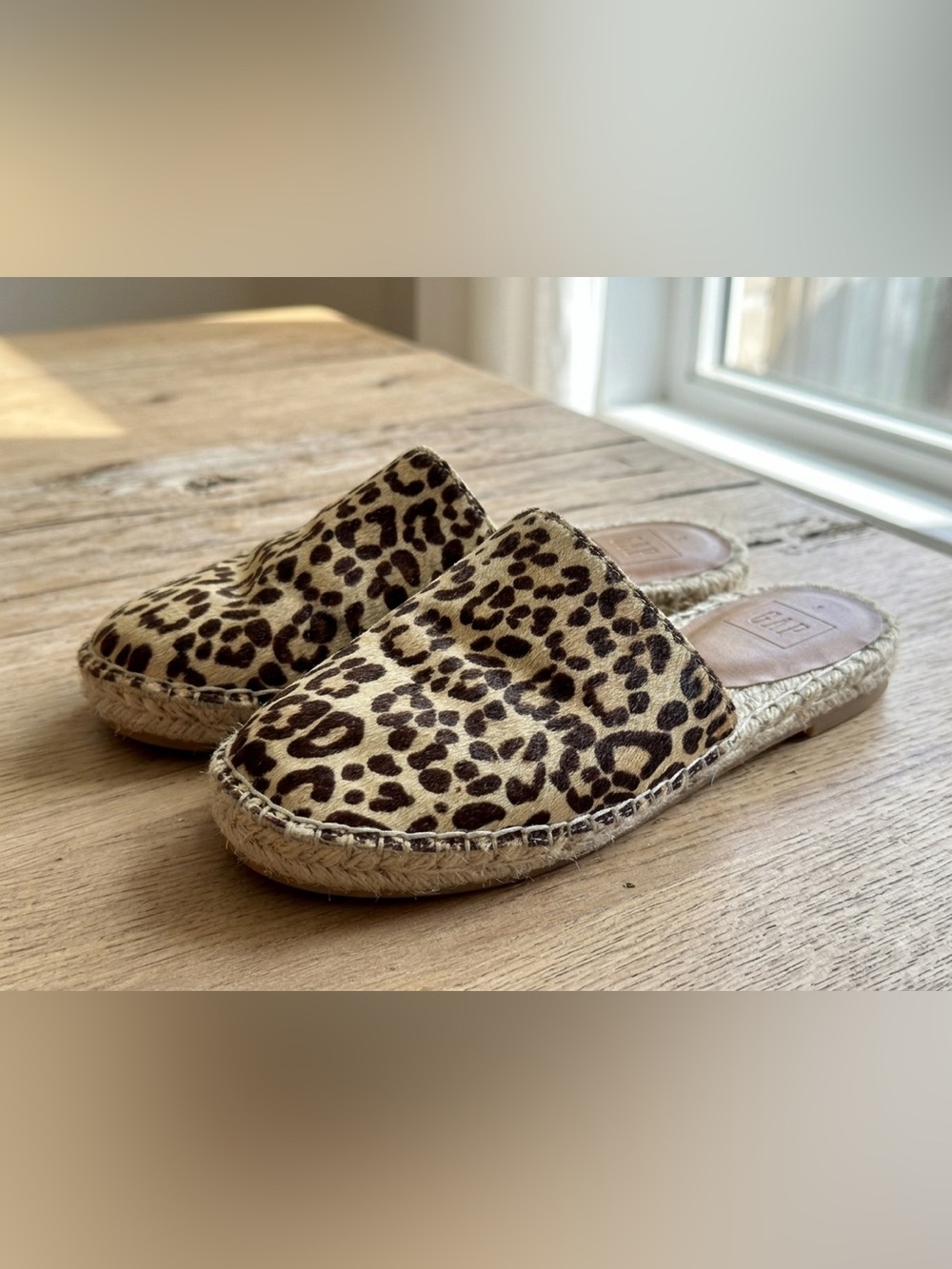 GAP Leopard Print Espadrilles Slide Mules - Size 7